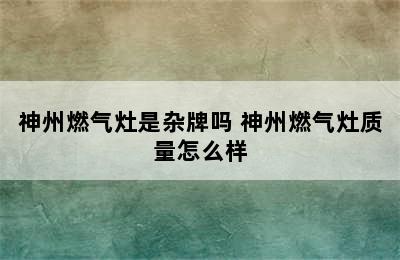 神州燃气灶是杂牌吗 神州燃气灶质量怎么样